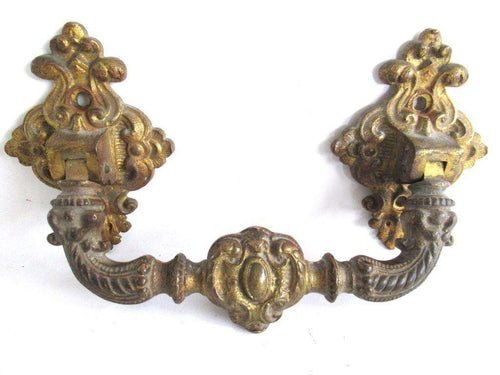 UpperDutch:Pull,Large Massive Antique Ornate Brass Cabinet Pull, Door Handle, Hardware, Ormolu Drawer Handle.
