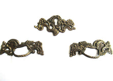 UpperDutch:Pull,****RESERVED**** Set of 2 Solid Brass Handles / Antique Ornate Flower Drawer Pull and 1 Keyhole Cover.