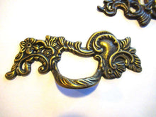 UpperDutch:Pull,****RESERVED**** Set of 2 Solid Brass Handles / Antique Ornate Flower Drawer Pull and 1 Keyhole Cover.