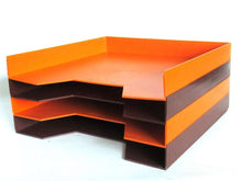 UpperDutch:,Vinyl Record Storage. Set of 4 Stack-able Vinyl Record Holders for 12" records. Discofoon retro record storage. Vintage retro colored 1970s decor.