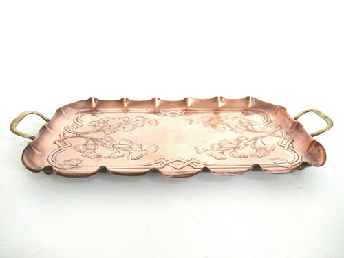 UpperDutch:,Antique Brass Serving Plate by Carl Deffner Esslingen Germany, Art Nouveau design.