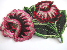 UpperDutch:,An Antique red pink Silk Flower Applique, Vintage Floral Patch, Embroidery Sewing Supply.