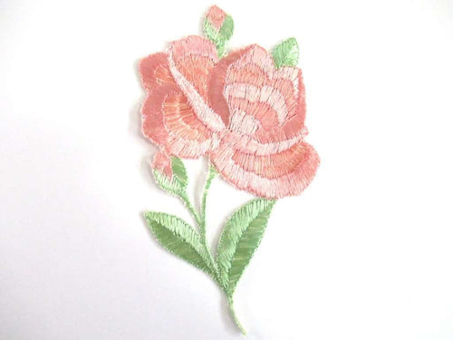 UpperDutch:,An Antique Silk Pink Flower Applique 1930s Embroidery Vintage floral patch, sewing supply.