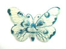 UpperDutch:,Antique 1930s Silk Blue Butterfly Applique Vintage patch sewing supply Crazy quilt.