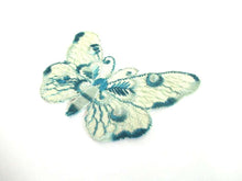 UpperDutch:,Antique 1930s Silk Blue Butterfly Applique Vintage patch sewing supply Crazy quilt.