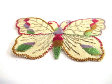 UpperDutch:,Antique 1930's Silk on Cotton Butterfly Applique Sewing Supply Embroidery Crazy Quilt Vintage Patch.