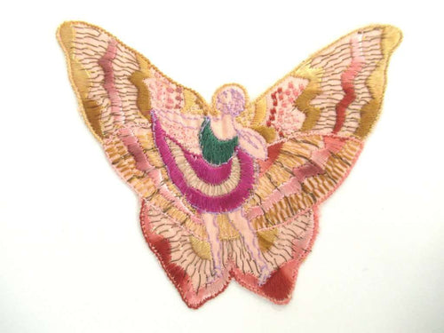 UpperDutch:,Antique Fairy Applique, butterfly applique, 1930s embroidered applique. Vintage patch, sewing supply, crazy quilt, antique.