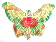 UpperDutch:,Antique Silk Fairy Applique 1930s Embroidery Vintage Butterfly Patch Sewing supply Crazy Quilt