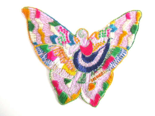 UpperDutch:,Antique Silk Fairy Applique 1930s Embroidery Vintage Butterfly Patch Sewing supply Crazy Quilt