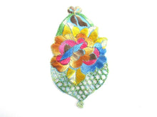 UpperDutch:,Antique Silk Flower Basket Applique Vintage Floral Patch Sewing Supply Crazy Quilt.