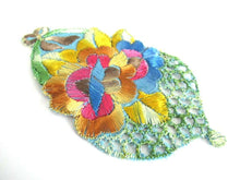 UpperDutch:,Antique Silk Flower Basket Applique Vintage Floral Patch Sewing Supply Crazy Quilt.