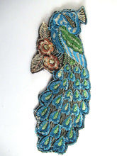 UpperDutch:,Peacock Applique 1930s Antique Embroidered Peacock applique, patch. Vintage bird patch, sewing supply.
