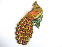 UpperDutch:,Peacock Applique 1930s Antique Embroidered Peacock applique, patch. Vintage bird patch, sewing supply.