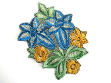 UpperDutch:,Trumpet Flower An Antique Silk on Cotton Flower Applique Vintage Floral Patch Sewing Supply