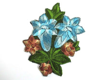 UpperDutch:,Trumpet Flower Antique Silk on Cotton Flower Applique Vintage Floral Patch Sewing Supply