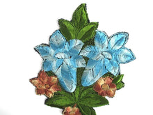 UpperDutch:,Trumpet Flower Antique Silk on Cotton Flower Applique Vintage Floral Patch Sewing Supply