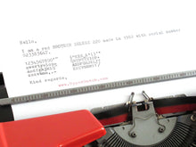 UpperDutch:Typewriter,Brother Deluxe 220 working typewriter. Red metal body, two tone ink ribbon. Portable writing machine. Office decor QWERTY layout