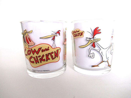 UpperDutch:,Cow and Chicken Set of 2 Ferrero Nutella Drinking Glasses.