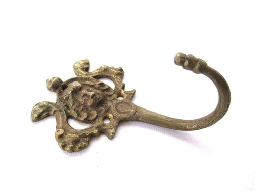 UpperDutch:,Antique Small Brass Cherub hook, Angel Wall hook, Putti, Hanger, brass kitchen hook, towel hook.
