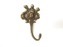UpperDutch:,Antique Small Brass Cherub hook, Angel Wall hook, Putti, Hanger, brass kitchen hook, towel hook.