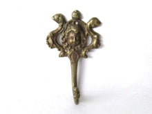 UpperDutch:,Antique Small Brass Cherub hook, Angel Wall hook, Putti, Hanger, brass kitchen hook, towel hook.
