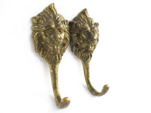 UpperDutch:Wall hook,Set of 2 Antique Brass Lion Head Coat hooks Wall hooks, kitchen / towel hooks.