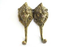 UpperDutch:Wall hook,Set of 2 Antique Brass Lion Head Coat hooks Wall hooks, kitchen / towel hooks.