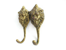 UpperDutch:Wall hook,Set of 2 Antique Brass Lion Head Coat hooks Wall hooks, kitchen / towel hooks.