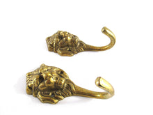 UpperDutch:Wall hook,Set of 2 Antique Brass Lion Head Coat hooks Wall hooks, kitchen / towel hooks.