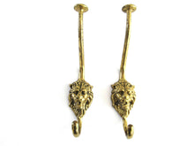 UpperDutch:Wall hook,Set of 2 pcs Lion hooks Solid Brass Lion Head Wall hook - Coat hooks. Decorative animal storage solution, coat hangers.