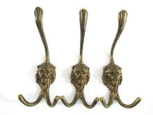 UpperDutch:Wall hook,Set of 3 Brass Lion Head Wall hooks, Coat hooks. Decorative animal storage solution, coat hangers. Ornate wall fixtures.