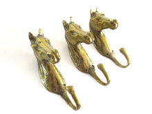 UpperDutch:Wall hook,Set of 3 pcs Solid Brass Horse Head Wall hooks, Coat hooks, Hanger, horse head.