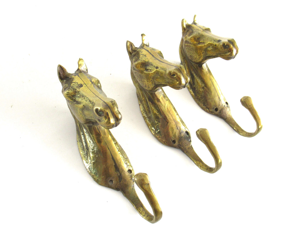 Set of 3 pcs Solid Brass Horse Head Wall hooks, Coat hooks, Hanger, ho –  UpperDutch