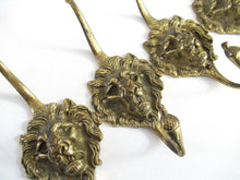 UpperDutch:Wall hook,Set of 4 Antique Brass Lion Head Coat hooks - Wall hook, Made in England - Antique Lion Coat Hook - Solid Brass.