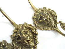 UpperDutch:Wall hook,Set of 4 Antique Brass Lion Head Coat hooks - Wall hook, Made in England - Antique Lion Coat Hook - Solid Brass.