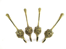 UpperDutch:,Set of 4 Lion hooks Solid Brass Lion Head Wall hook - Coat hooks. Decorative animal storage solution, coat hangers.