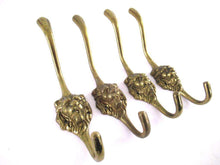 UpperDutch:,Set of 4 Lion hooks Solid Brass Lion Head Wall hook - Coat hooks. Decorative animal storage solution, coat hangers.