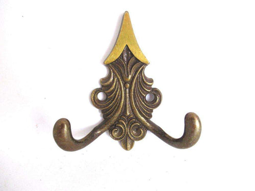 UpperDutch:Wall hook,Small Brass Ornate Wall hook, Coat hook, Towel / Kitchen hook.