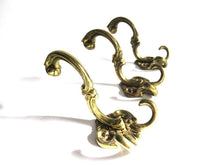 UpperDutch:Wall hook,Wall hooks, Set of 3 Solid Brass Ornate Victorian style hooks.